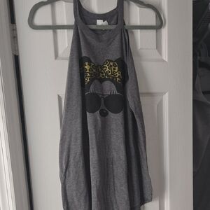 Gray Tank Top with Cartoon Print